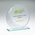Jade Glass Round Plaque Award With Silver Detail (4mm Thick)