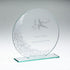 Jade Glass Round Plaque Award With Silver Detail (4mm Thick)