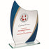 Jade Glass Award - Curved Plaque With Blue/Gold Highlights