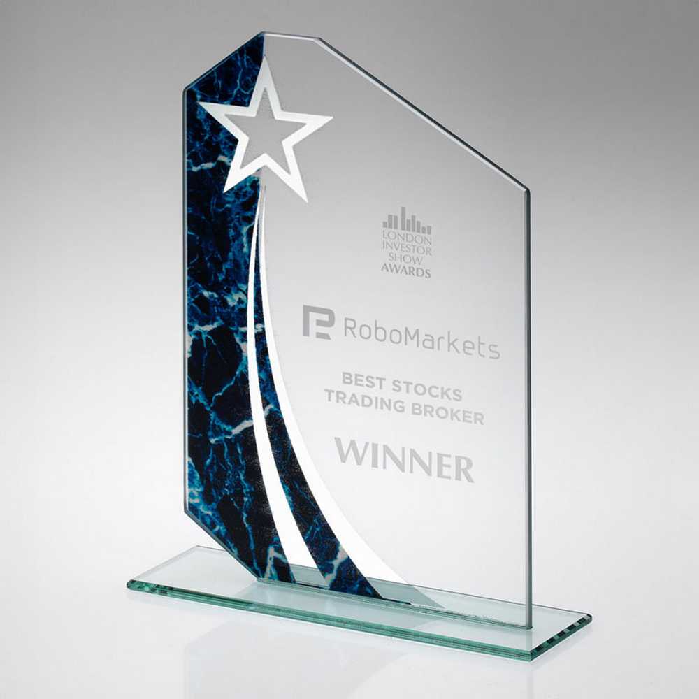 Personalised Glass Award with Star and Marble Design