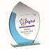 Jade/Blue Glass Award - Oval Plaque With Angled Top