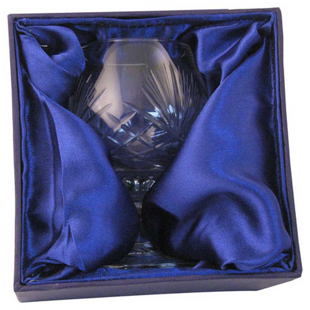 Etched Masonic 24% Lead Crystal Brandy Glass. Satin Gift Box included.