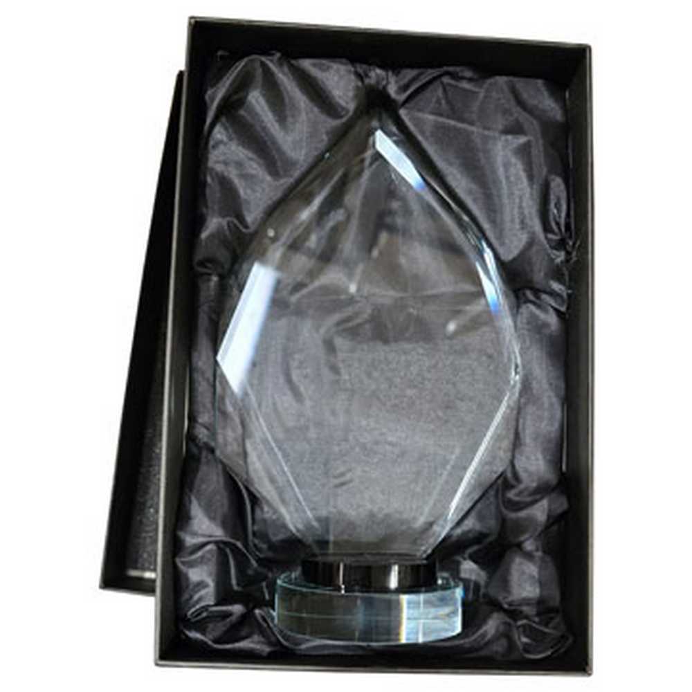 Personalised Clear Glass Award - Diamond On Black And Clear Round Base