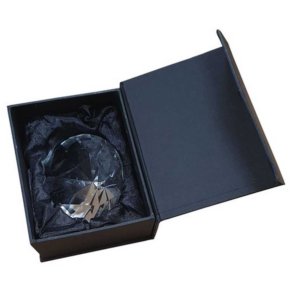 Etched Personalised Glass Diamond Shaped Paperweight In Box