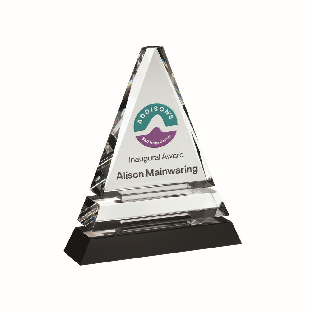 Glass Award - Pyramid On Black Base