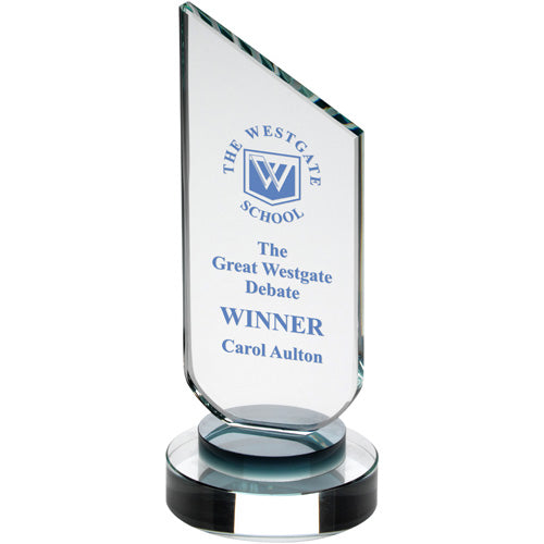 Personalised Glass Award - Plaque With Black Neck And Round Base