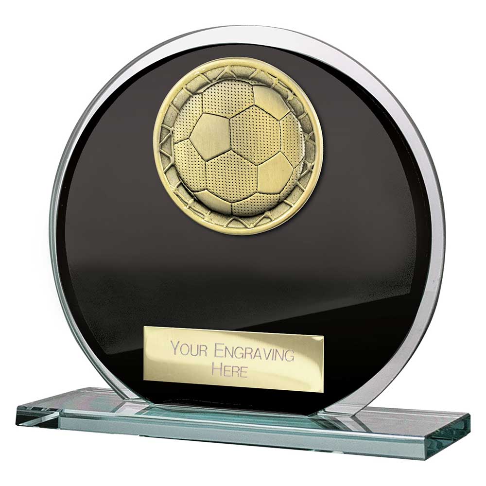 Seismic Football Glass Circle Plaque Award - Black & Silver