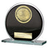 Seismic Football Glass Circle Plaque Award - Black & Silver