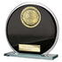 Seismic Football Glass Circle Plaque Award - Black & Silver