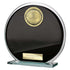 Seismic Football Glass Circle Plaque Award - Black & Silver
