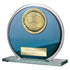 Seismic Football Glass Circle Plaque Award - Blue & Silver