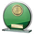 Seismic Football Glass Circle Plaque Award - Green & Silver