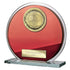 Seismic Football Glass Circle Plaque Award - Red & Silver