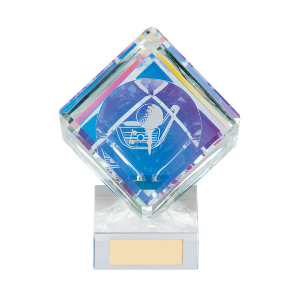 Golf Glass Cube On Base Award (CLEARANCE)