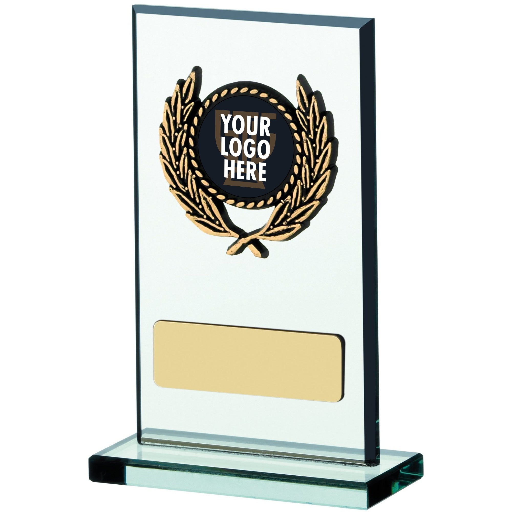 Rectangular Glass Plaque with Laurel Award