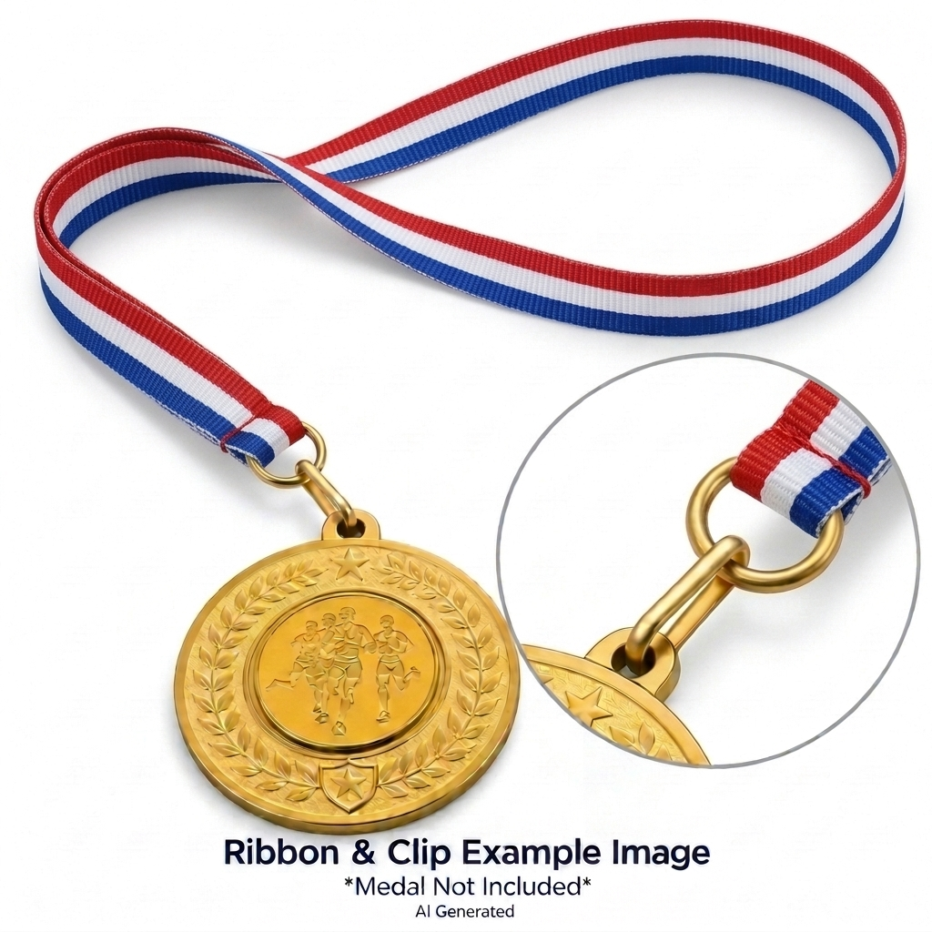 Red, White & Blue Narrow Medal Ribbon with Clip