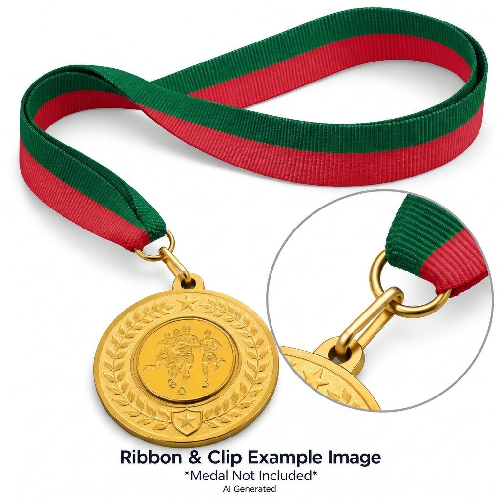 Red & Green Medal Ribbon with Clip