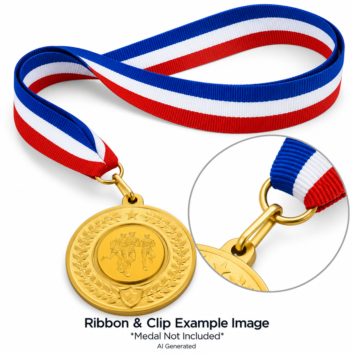 Red, White & Blue Medal Ribbon with Clip