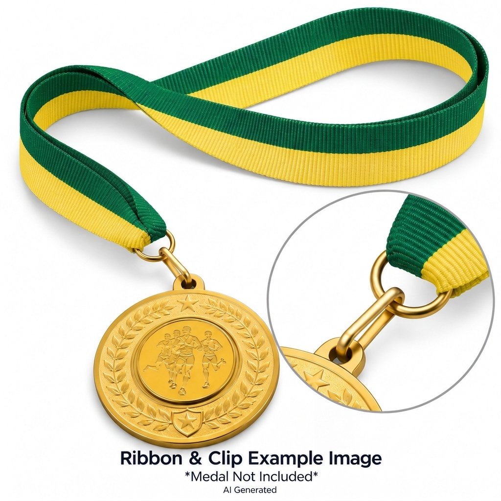 Green & Yellow Medal Ribbon with Clip