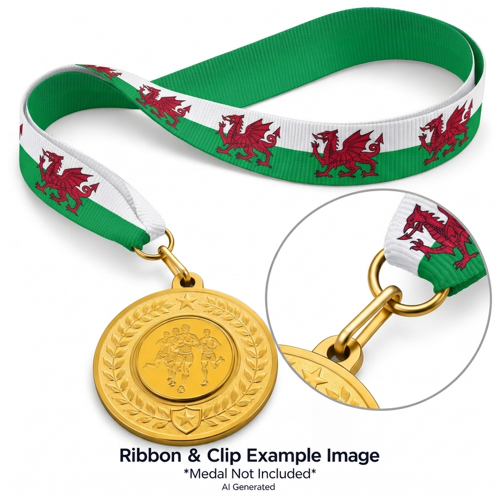 Wales / Welsh Flag Medal Ribbon with Clip