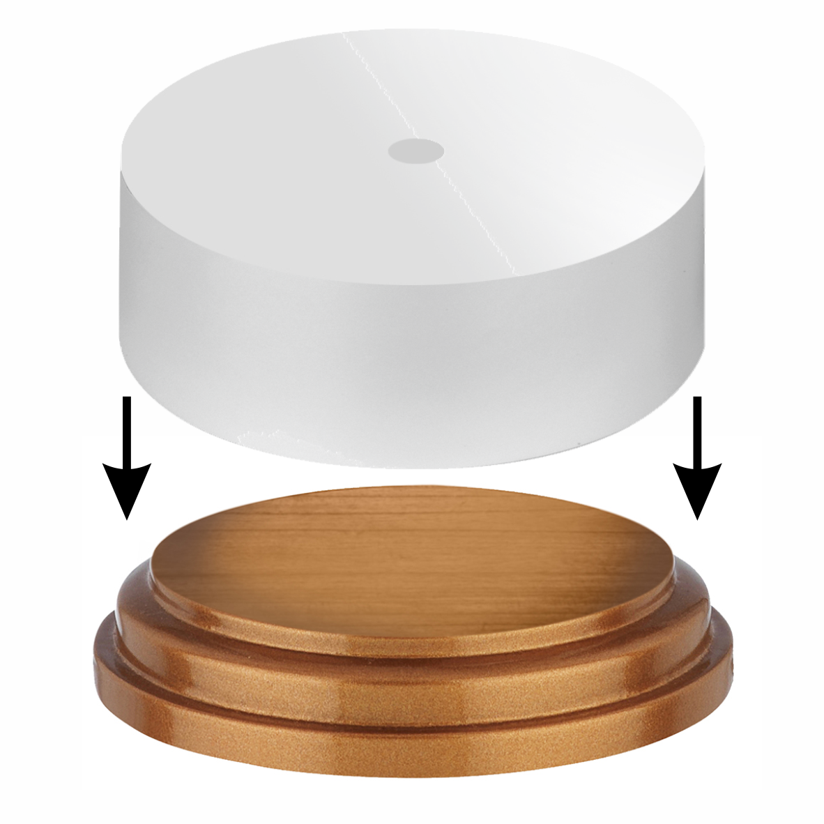 Round Wooden Trophy Base (Gold Veneer) - With Optional Plinth Band