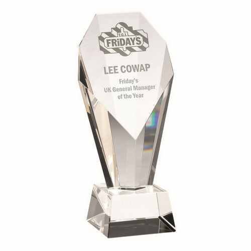 Clear Glass Award - Obelisk On Base