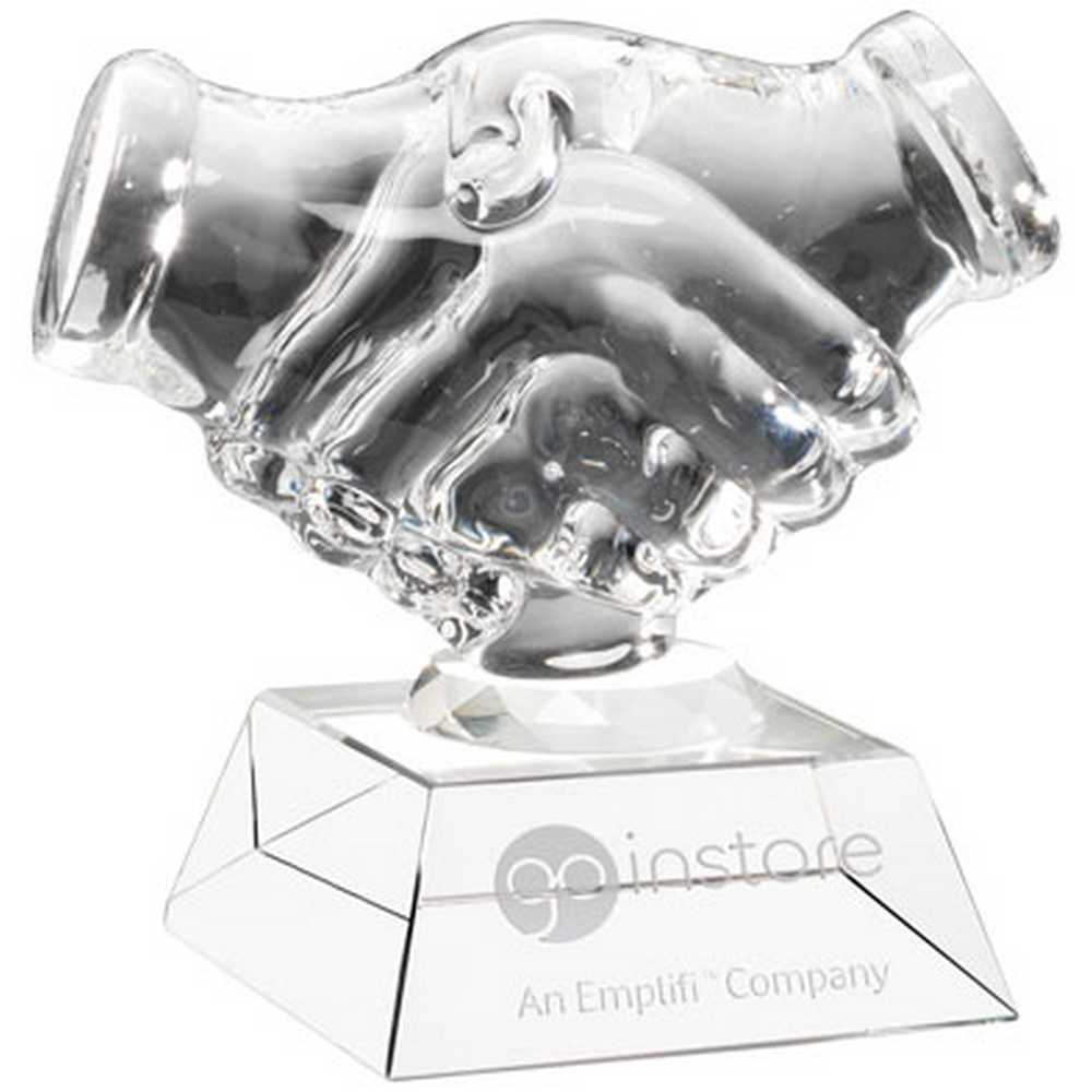 Engraved Glass 'Handshake' Recognition Award