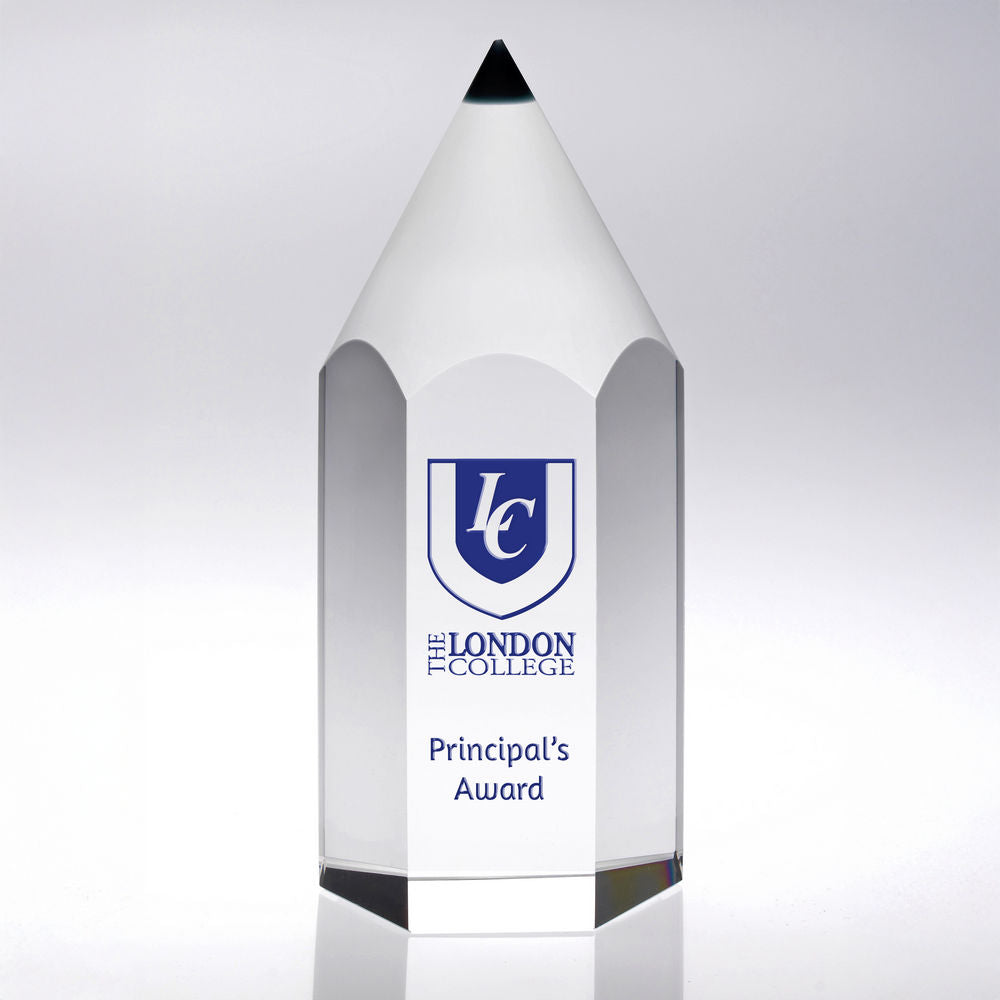Personalised Glass Pencil Statue Award