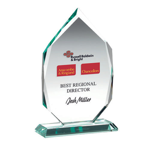 Personalised Jade Glass Award - Premium Diamond Plaque in Wooden Box