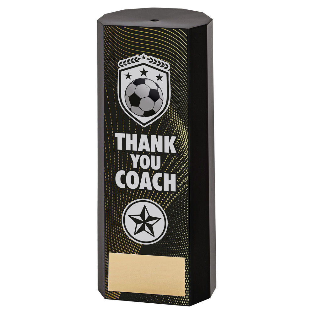 Premier Football Thank You Coach Plastic Column Trophy - Black