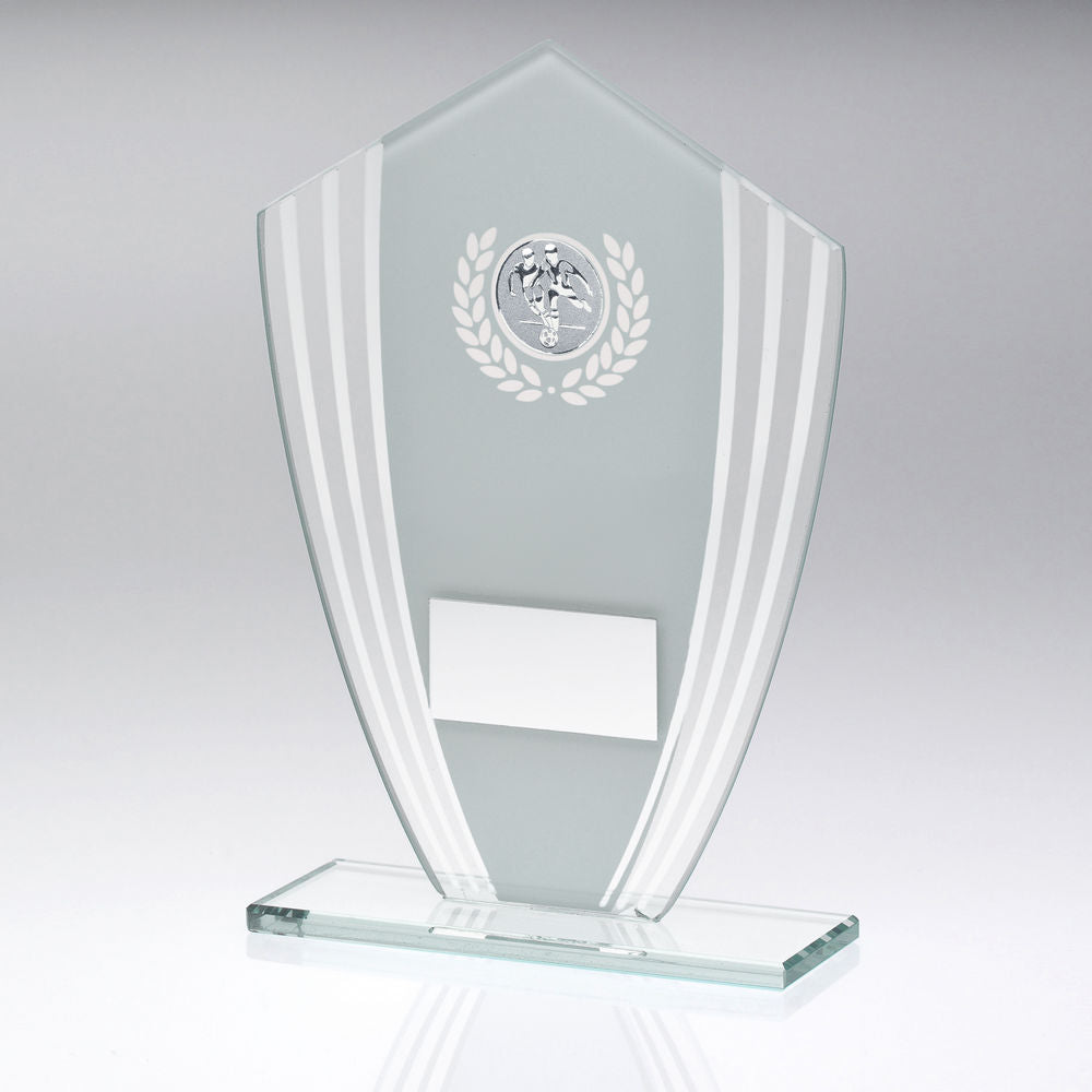 Football Glass Shield Plaque Award