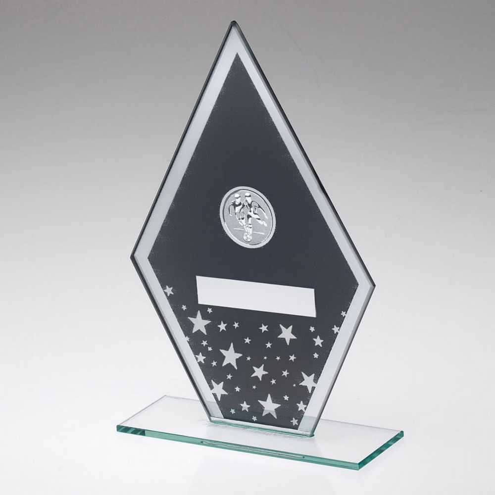 Grey and Silver Football Glass Diamond Award