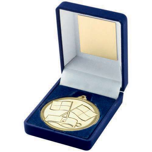 Football 50mm Referee Medal in Blue Presentation Box