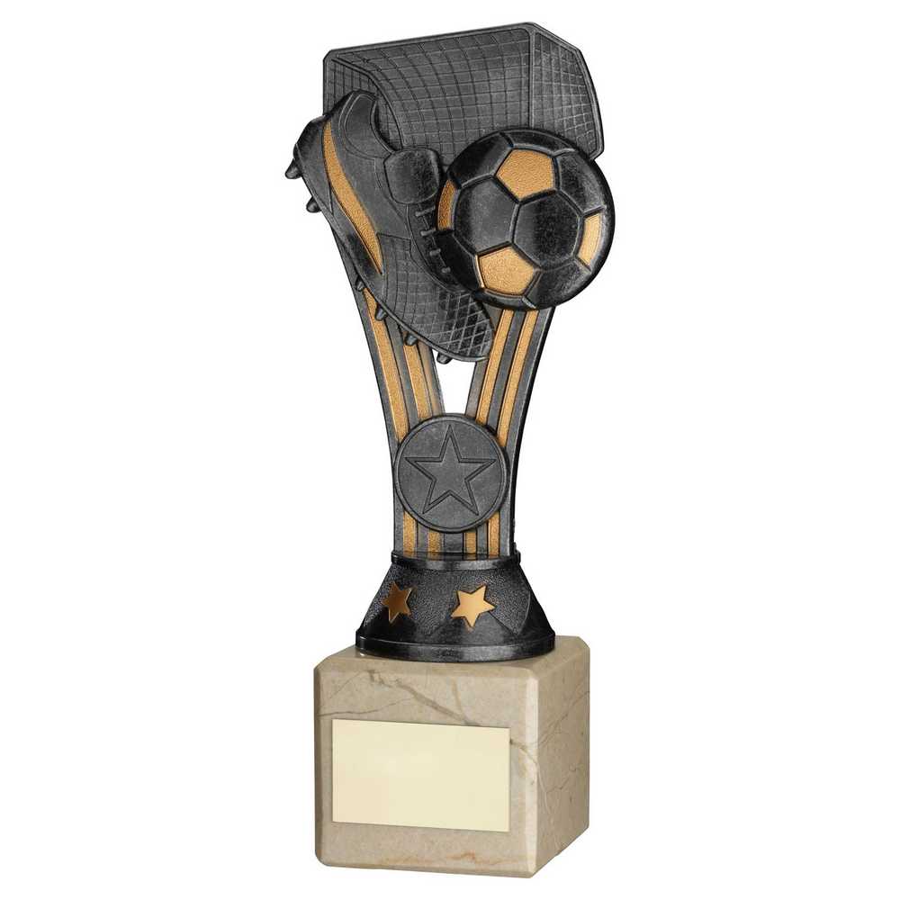 Wembley Series Silver Plastic Football Award on Cream Marble Base