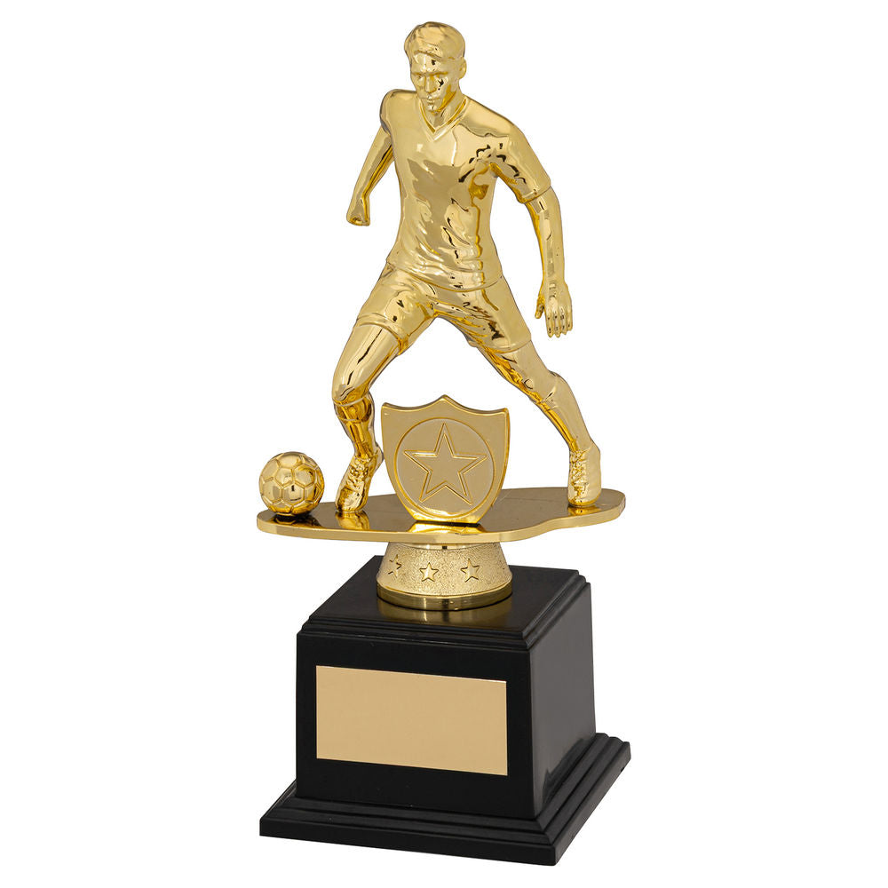 Male Football Statue Award on Base (Plastic) - Gold/Black