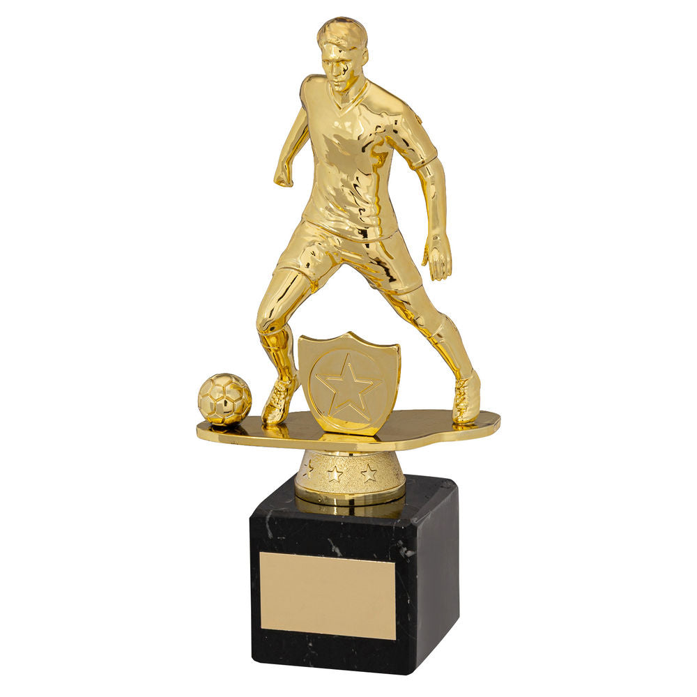 Male Football Plastic Statue Award on Marble Base - Gold/Black