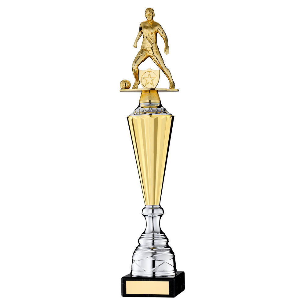 Womens Football Statue Plastic Award on Marble Base - Gold/Silver