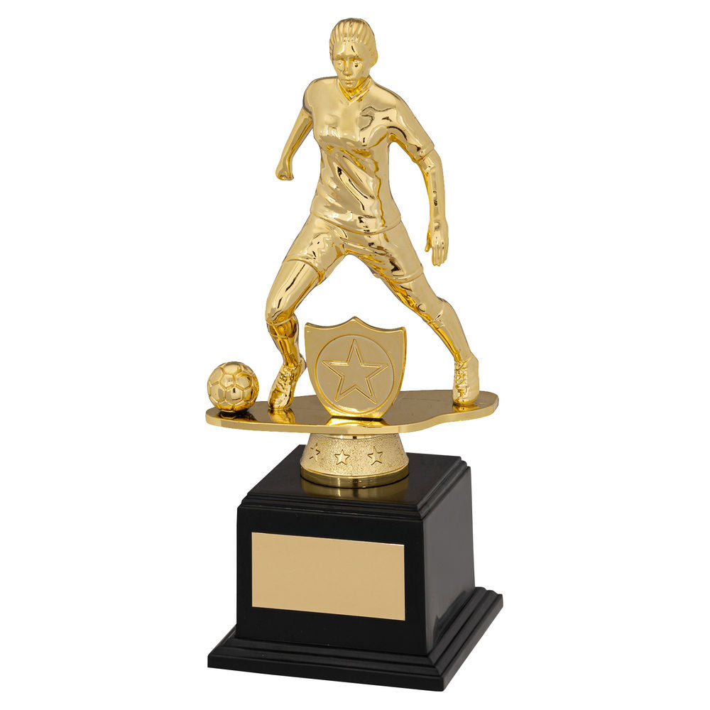 Womens Football Statue Award on Base (Plastic) - Gold/Black