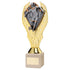 Womens Football Gold Plastic Statue Trophy on Cream Marble Base