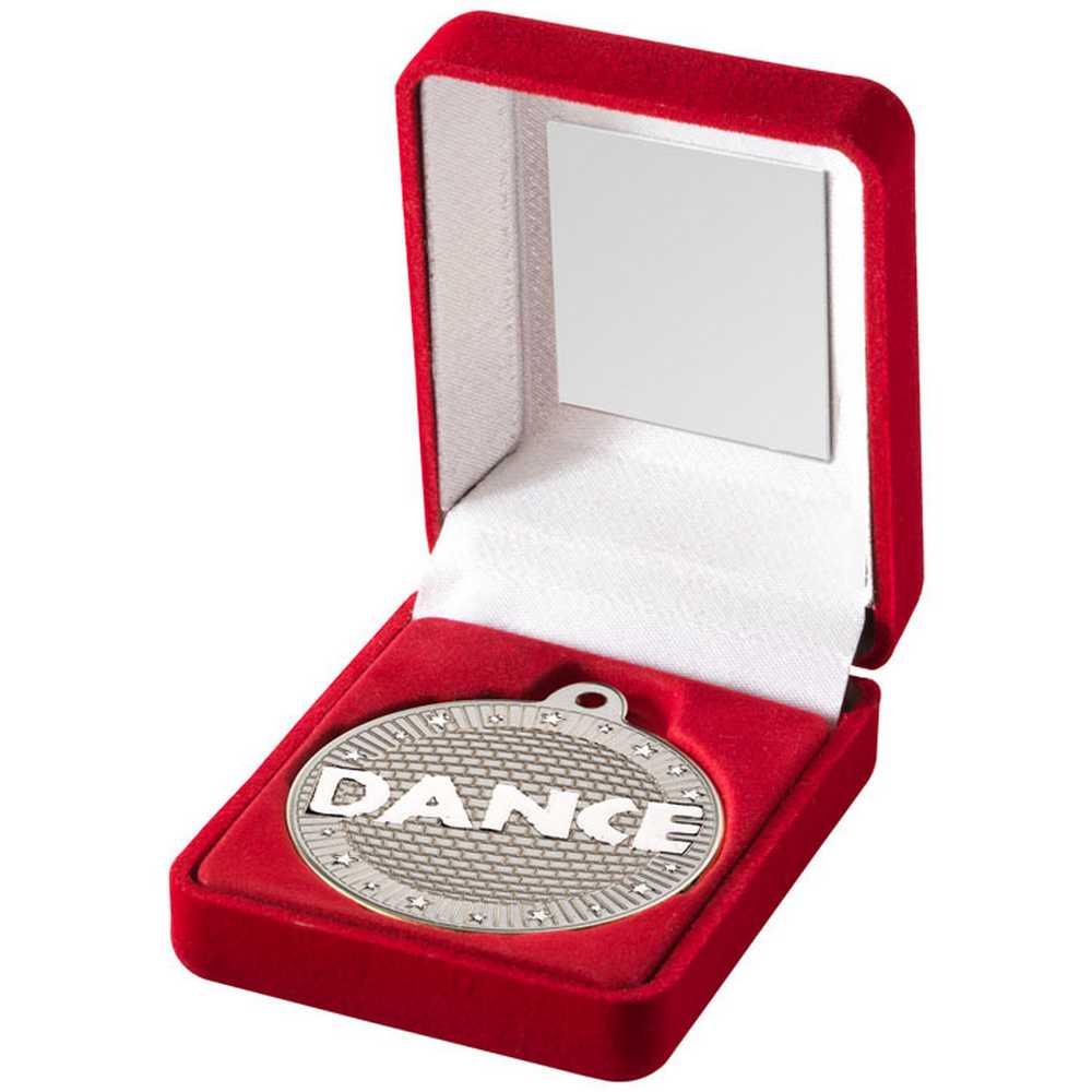 Silver Dance Medal in Red Presentation Box