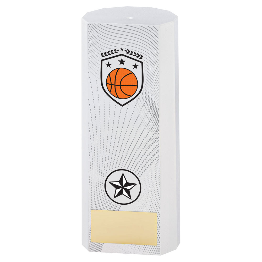 Premier Basketball Plastic Column Trophy - White