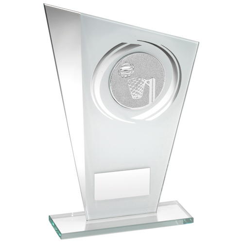 Personalised Netball Glass Award with Silver Detailing