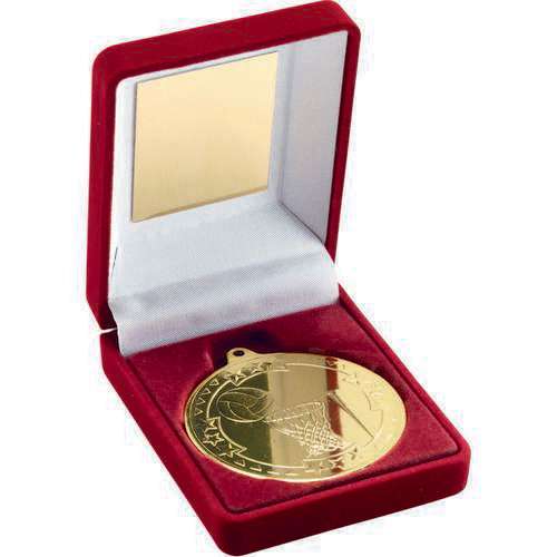 Gold Netball Medal in Red Presentation Box