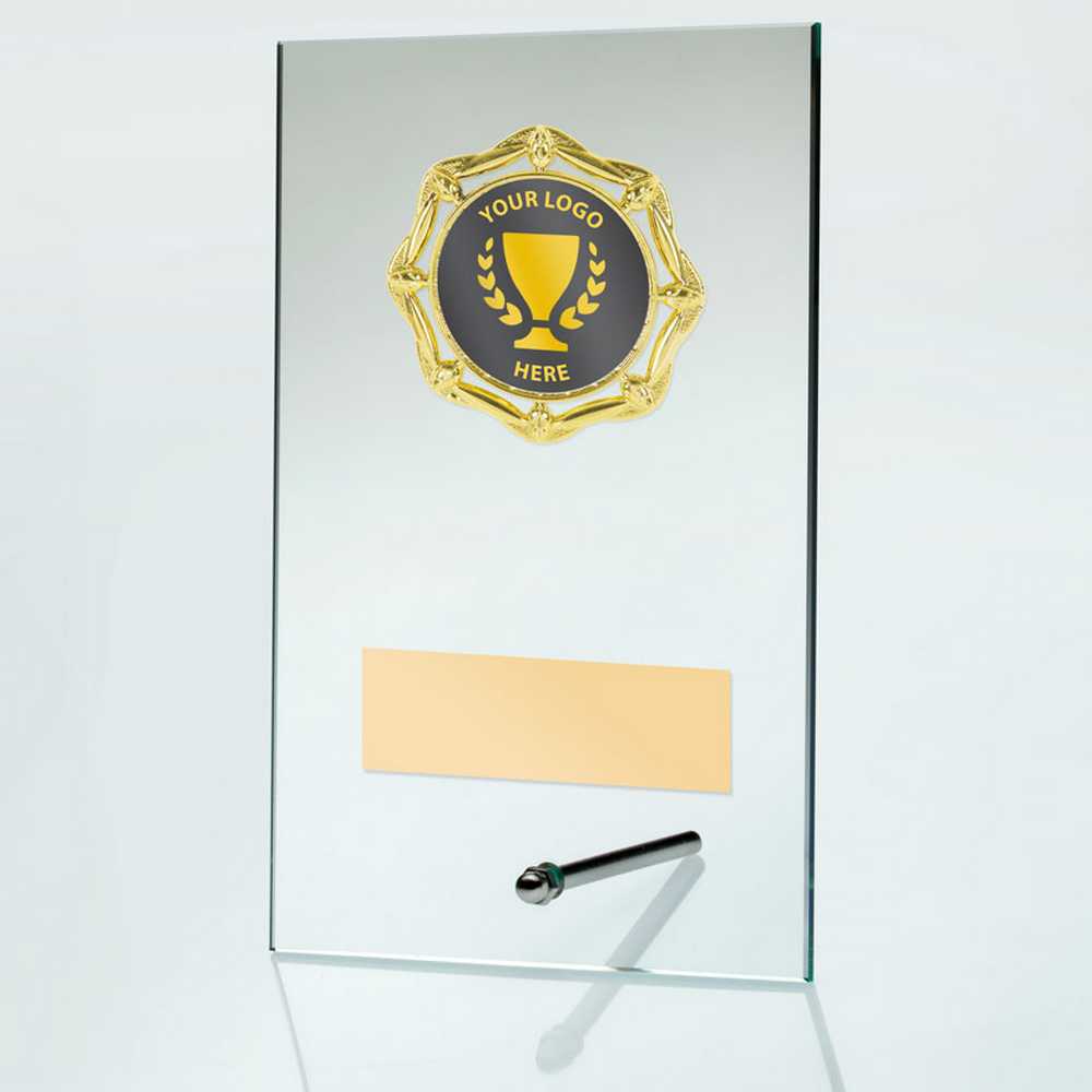 Glass Rectangle Plaque Trophy with Metal Pin Stand