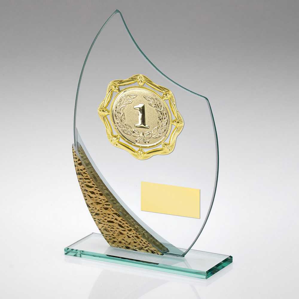 Engraved Glass Trophy Plaque with Printed Gold Trim