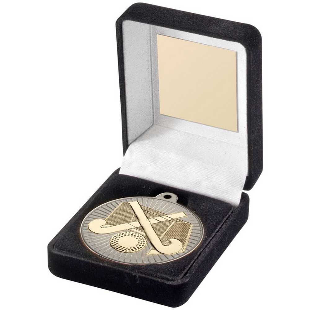 Gold Field Hockey Medal in Black Presentation Box