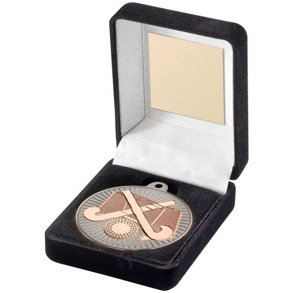 Bronze Field Hockey Medal in Black Presentation Box