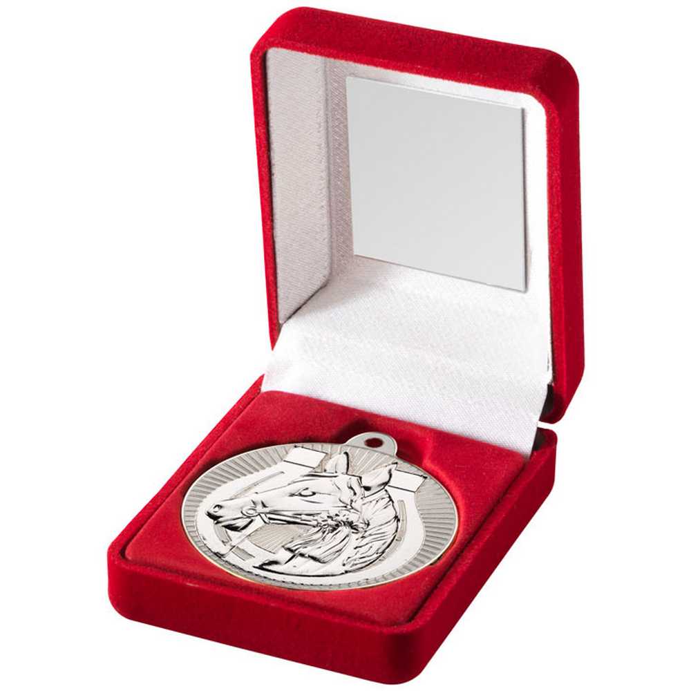 Horse 50mm Silver Medal in Red Presentation Box