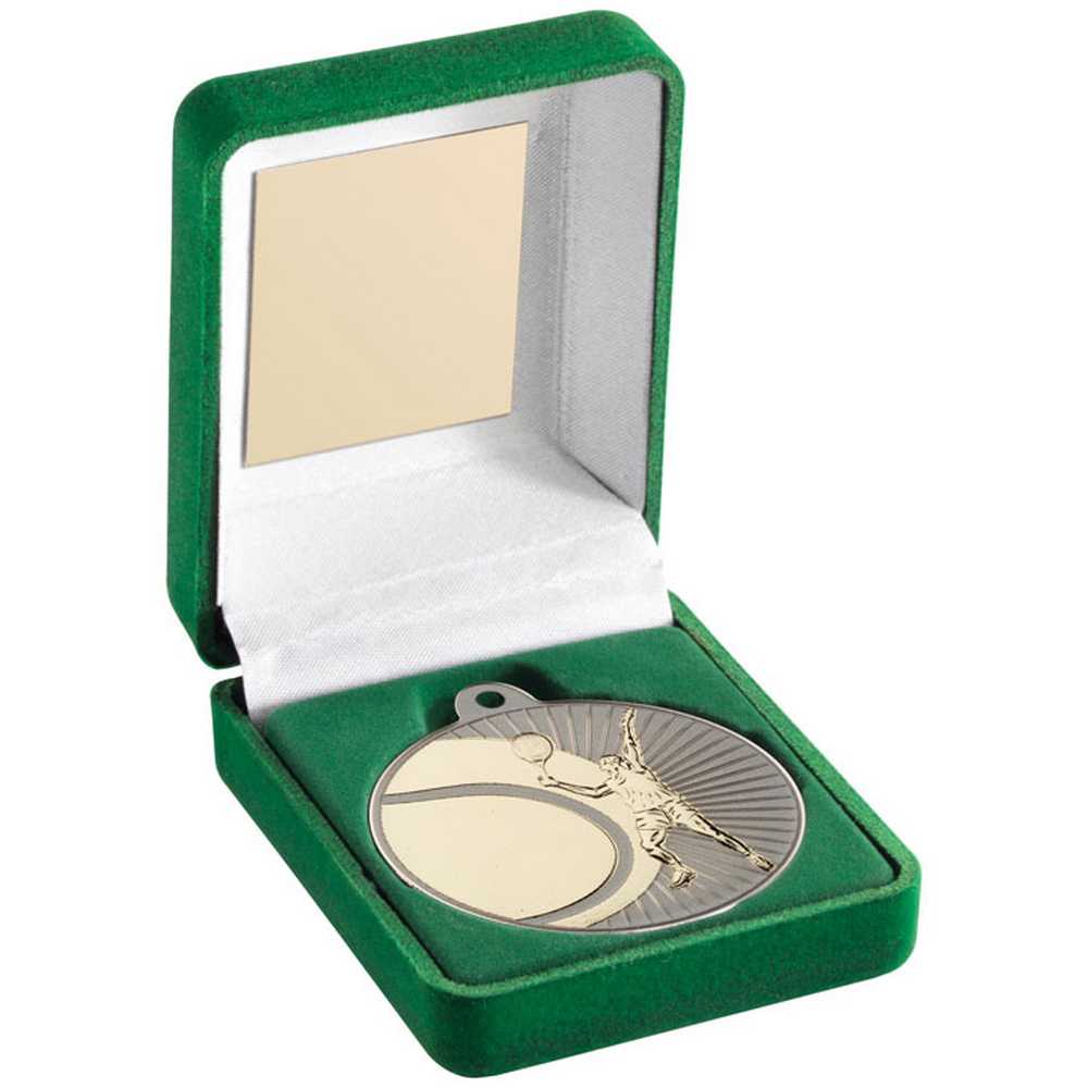 Tennis 50mm Gold Medal in Green Presentation Box