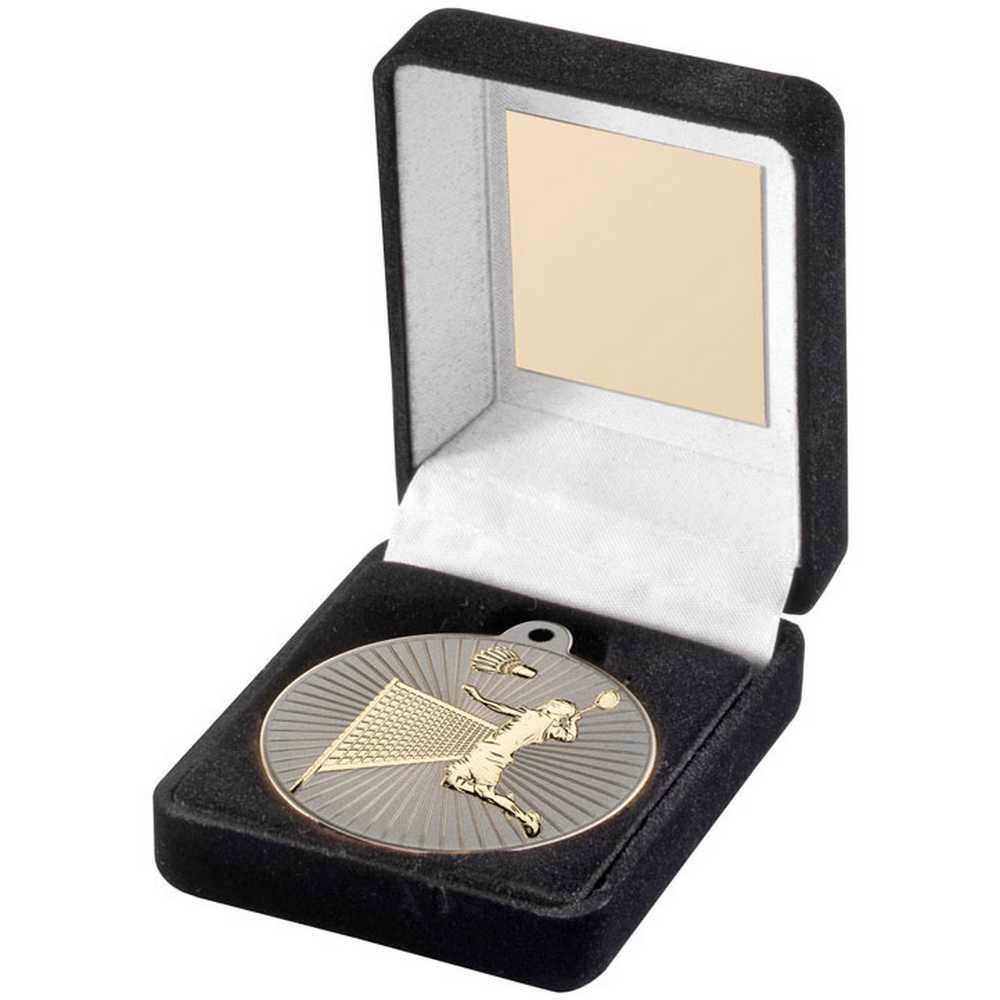 Badminton 50mm Gold Medal in Black Presentation Box